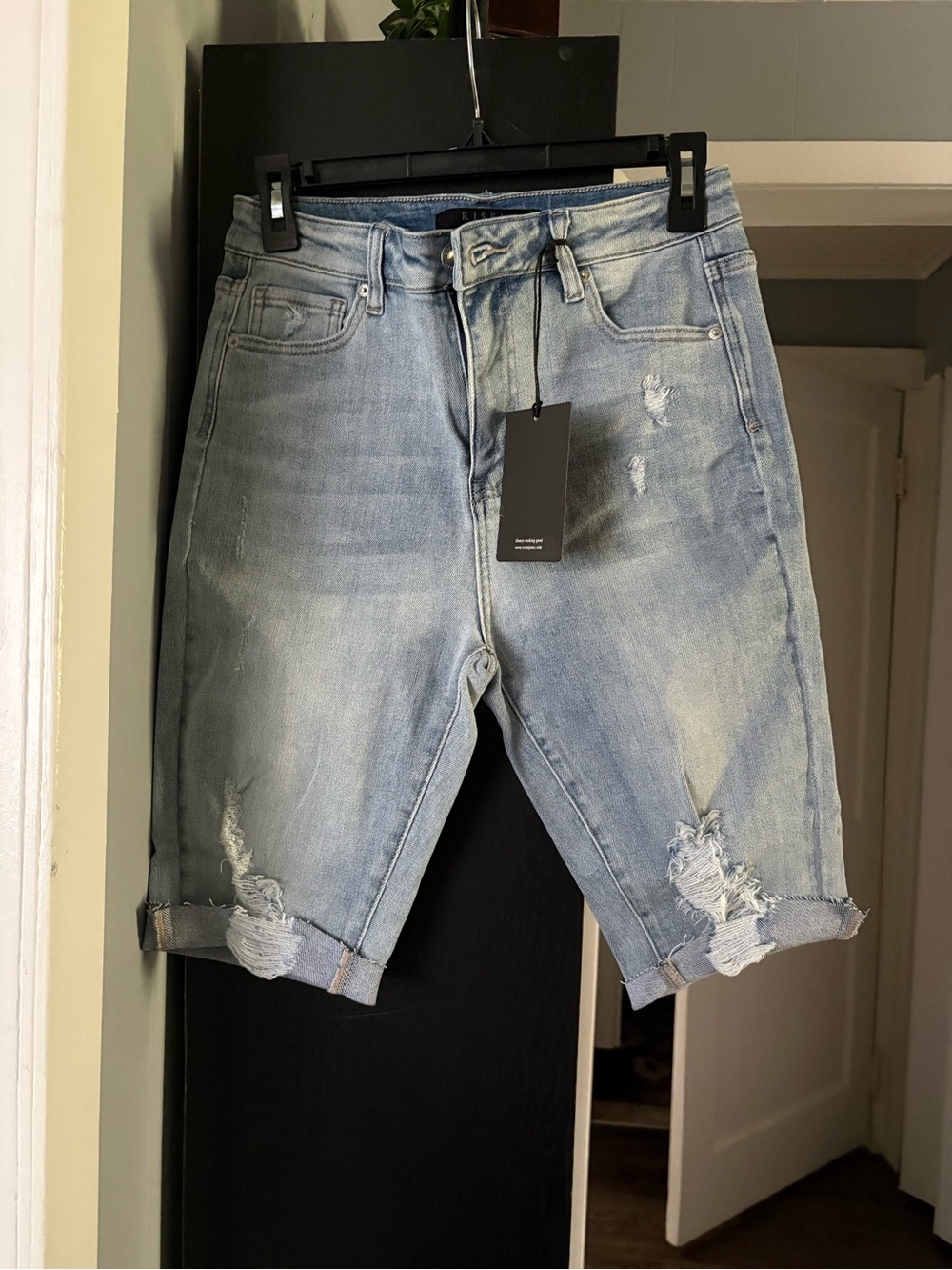 Distressed Light Blue Denim Women’s Bermuda Shorts